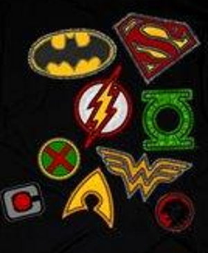 JLA De Faux Patches T-Shirt - Click Image to Close